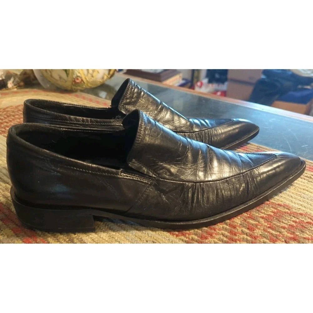 Andrea‎ Pagliarini Black Leather Oxford Pointy Dress Shoes Mens EU 41 US 8 Italy